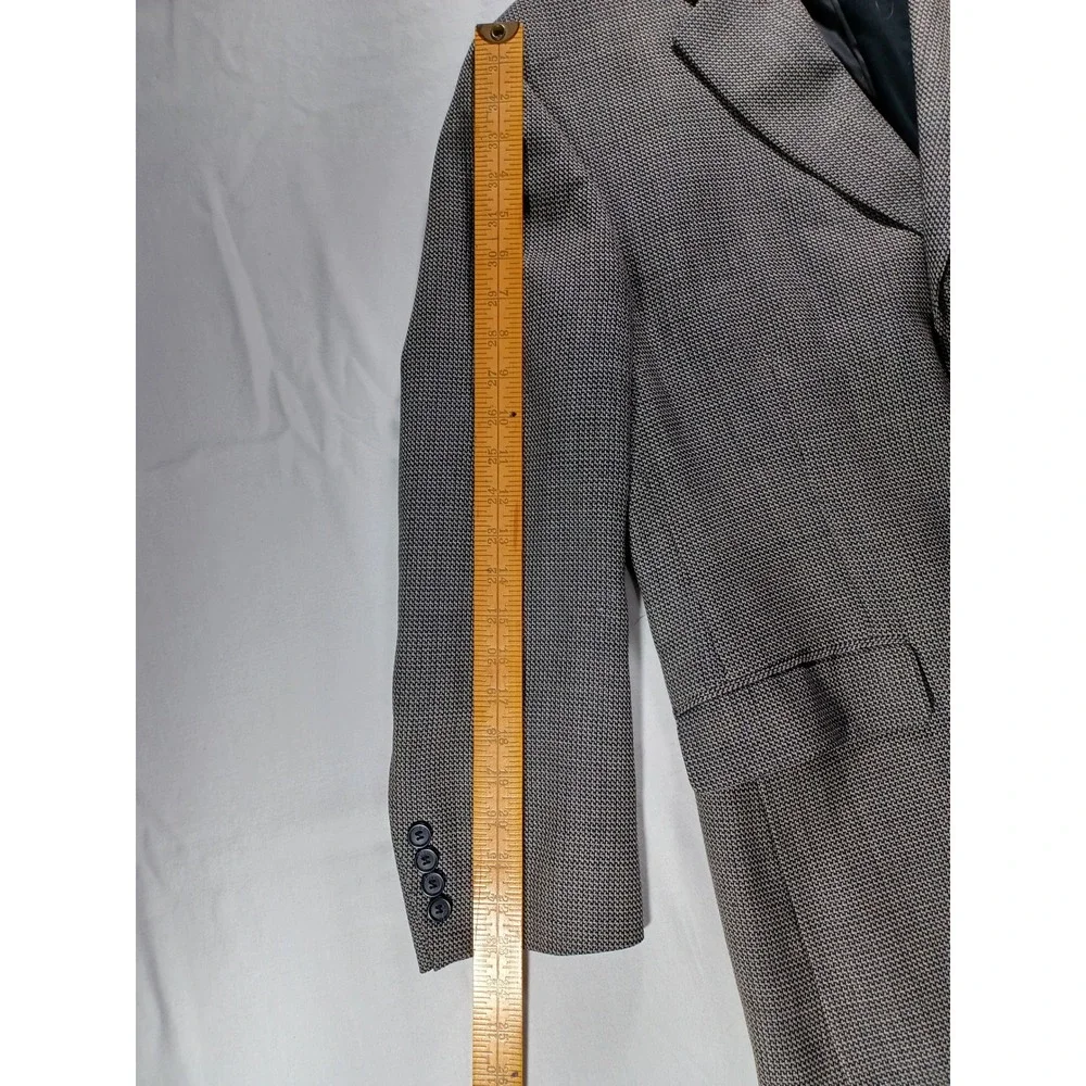 Mens‎ Haggar Blazer Jacket 44S Houndstooth Wool Blend Business Casual Gray